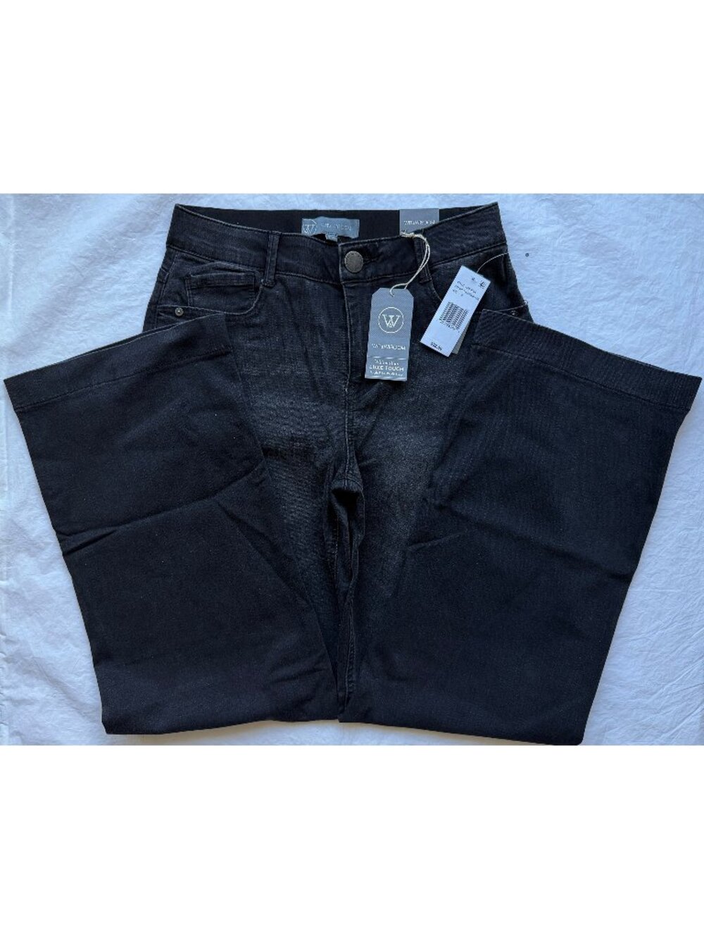 WIT & WISDOM NWT SAM HIGH RISE WASHED BLACK WIDE LEG JEAN. SIZE 6 - Picture 11 of 15
